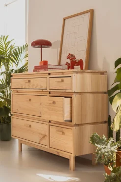 Muebles LUFE Cómodas^AIKA cómoda doble con 6 cajones 117x90