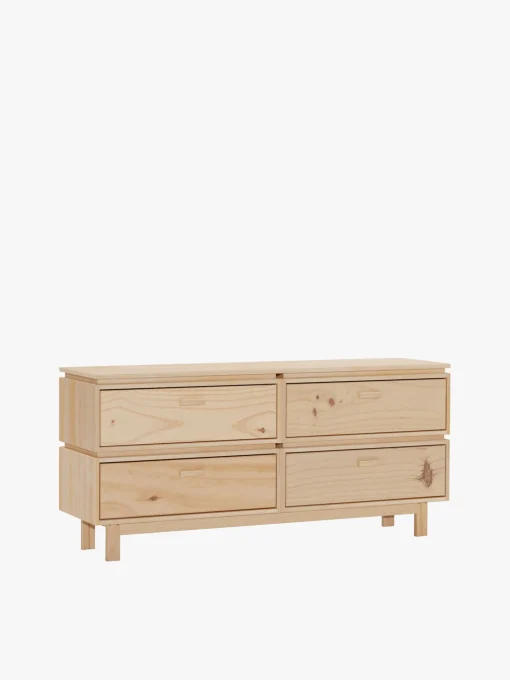 Muebles LUFE Cómodas^AIKA cómoda doble con 4 cajones 157x72