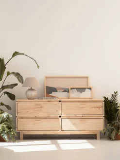 Muebles LUFE Cómodas^AIKA cómoda doble con 4 cajones 157x72