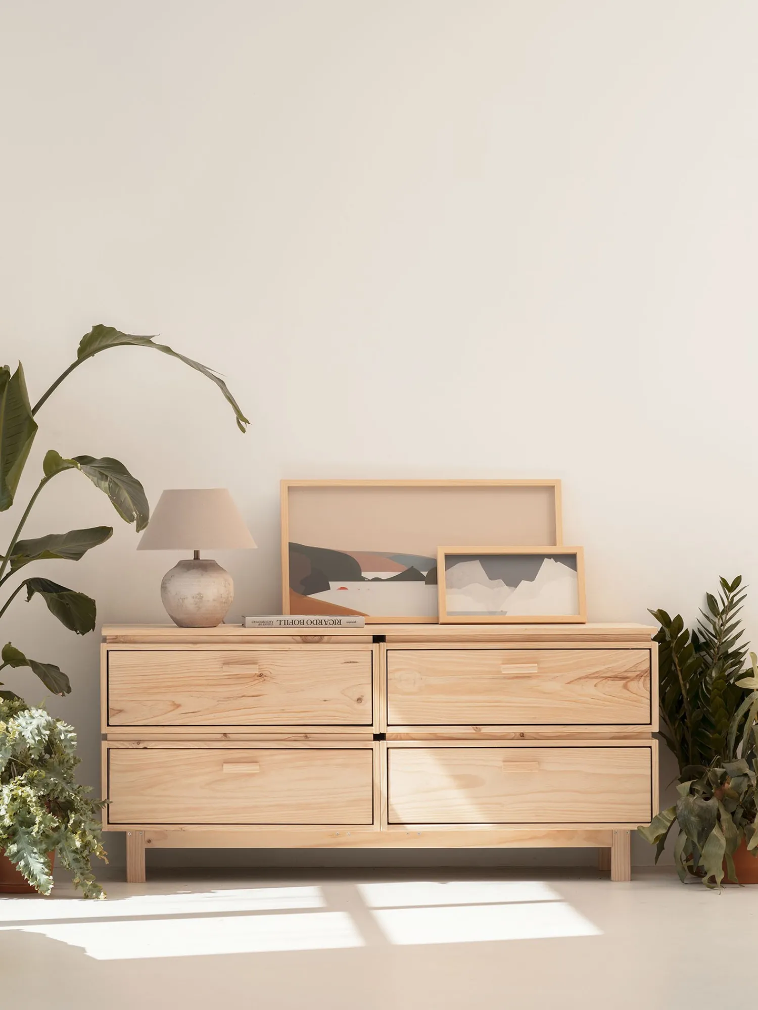 Muebles LUFE Cómodas^AIKA cómoda doble con 4 cajones 157x72
