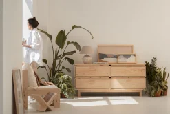 Muebles LUFE Cómodas^AIKA cómoda doble con 4 cajones 157x72