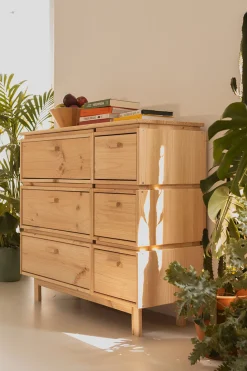 Muebles LUFE Cómodas^AIKA cómoda doble con 6 cajones 117x100