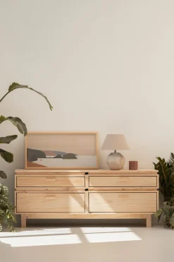 Muebles LUFE Cómodas^AIKA cómoda doble con 4 cajones 157x62