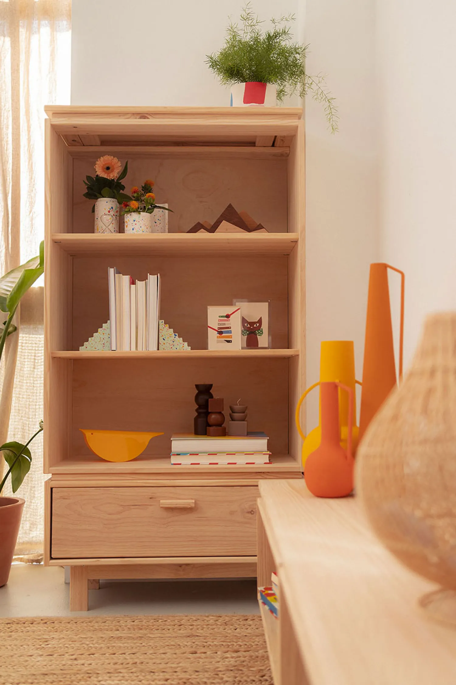 Muebles LUFE Estanterías Con Almacenaje|Estanterías Con Almacenaje^AIKA estantería baja con cajón 78x156