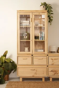 Muebles LUFE Vitrinas^AIKA vitrina con 3 cajones 78x183