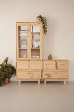 Muebles LUFE Vitrinas^AIKA vitrina con 3 cajones 78x183