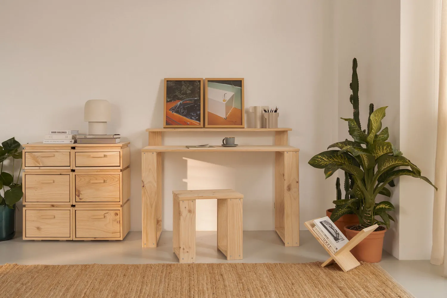 Muebles LUFE Conjuntos Mesas Y Sillas^LAUKI conjunto escritorio 120x55 con taburete