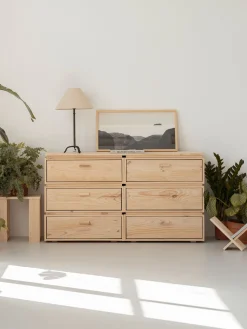 Muebles LUFE Cómodas^LIBE cómoda doble con 6 cajones 157x87