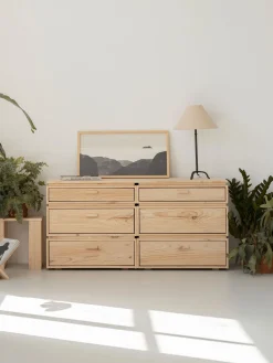 Muebles LUFE Cómodas^LIBE cómoda doble con 6 cajones 157x77