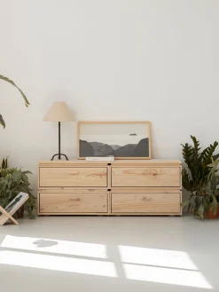 Muebles LUFE Cómodas^LIBE cómoda doble con 4 cajones 157x59