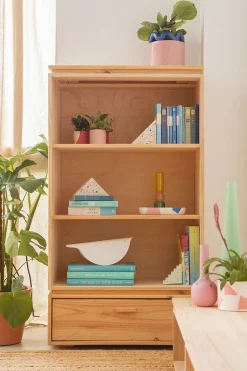 Muebles LUFE Estanterías Con Almacenaje|Estanterías Con Almacenaje^LIBE estantería baja con cajón 78x143