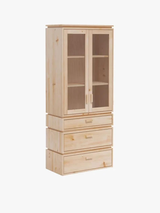Muebles LUFE Vitrinas^LIBE vitrina con 3 cajones 78x188