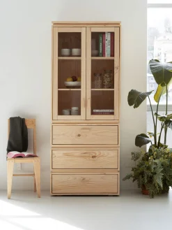 Muebles LUFE Vitrinas^LIBE vitrina con 3 cajones 78x198