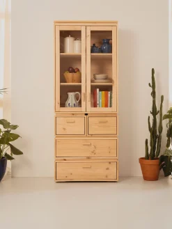 Muebles LUFE Vitrinas^LIBE vitrina con 4 cajones 78x198