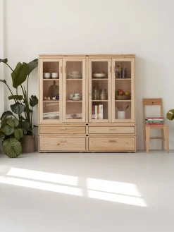 Muebles LUFE Vitrinas^LIBE vitrina doble con 4 cajones 157x161