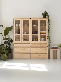 Muebles LUFE Vitrinas^LIBE vitrina doble con 6 cajones 157x188