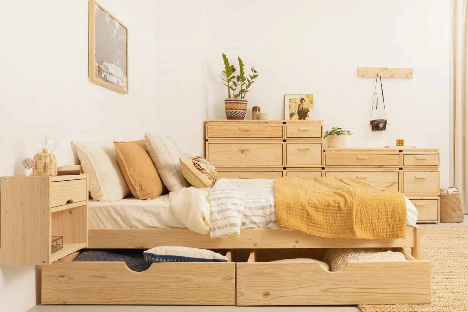 Muebles LUFE Camas Dobles Con Cajones|Camas 140^LORE cama doble 140 con 2 cajones