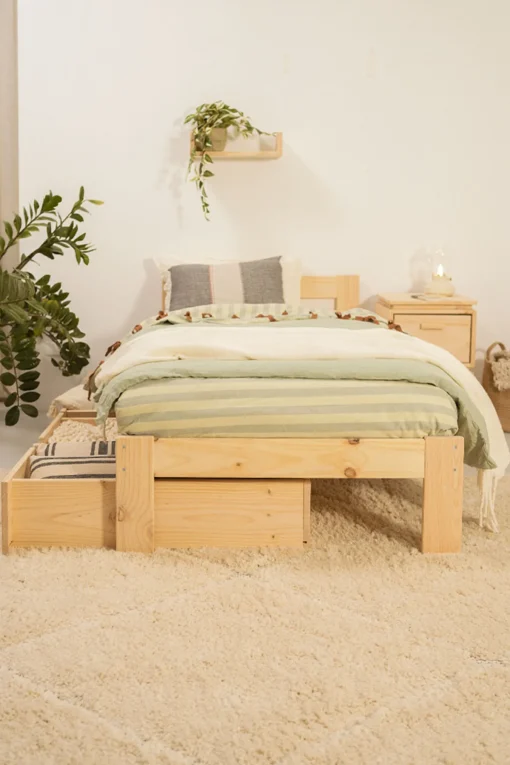 Muebles LUFE Camas Individuales Con Cajones|Camas 90^LORE cama individual 90 con 1 cajón