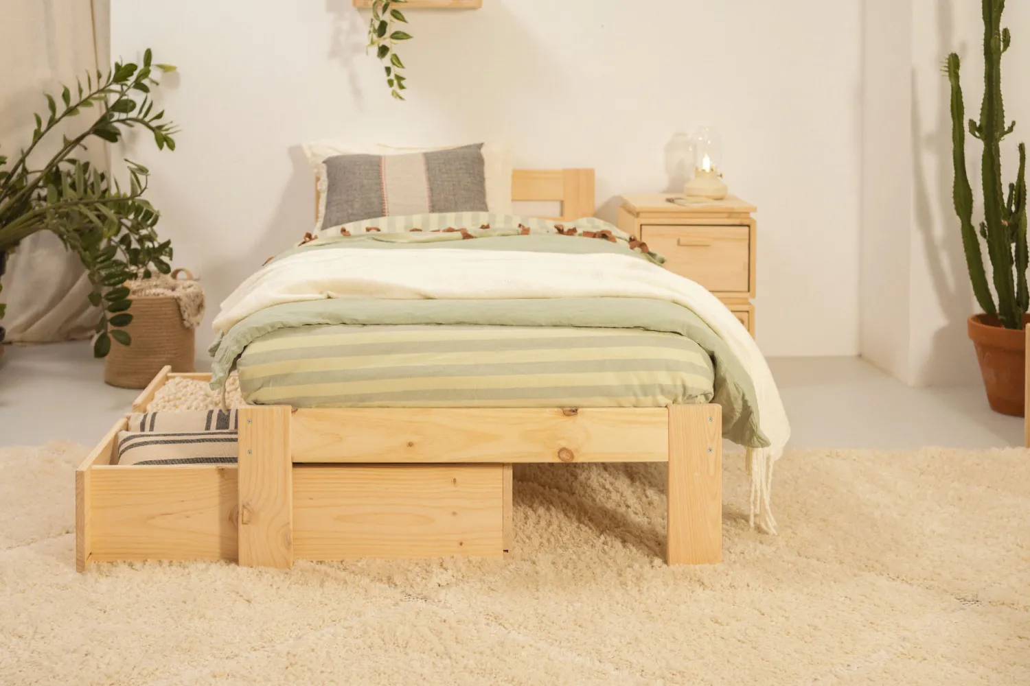 Muebles LUFE Camas Individuales Con Cajones|Camas 90^LORE cama individual 90 con 2 cajones