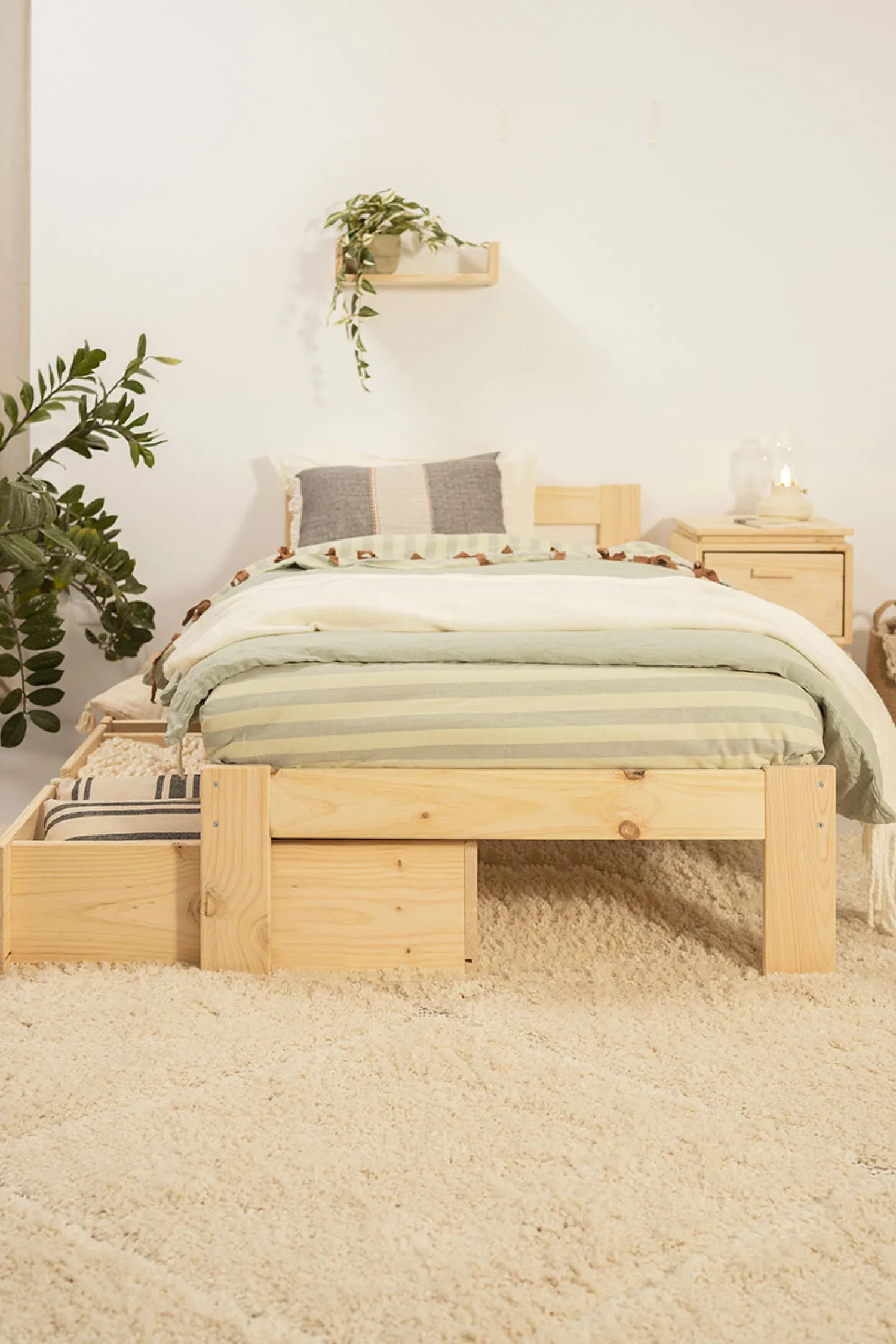 Muebles LUFE Camas Individuales Con Cajones|Camas 80^LORE cama individual 80 con 1 cajón