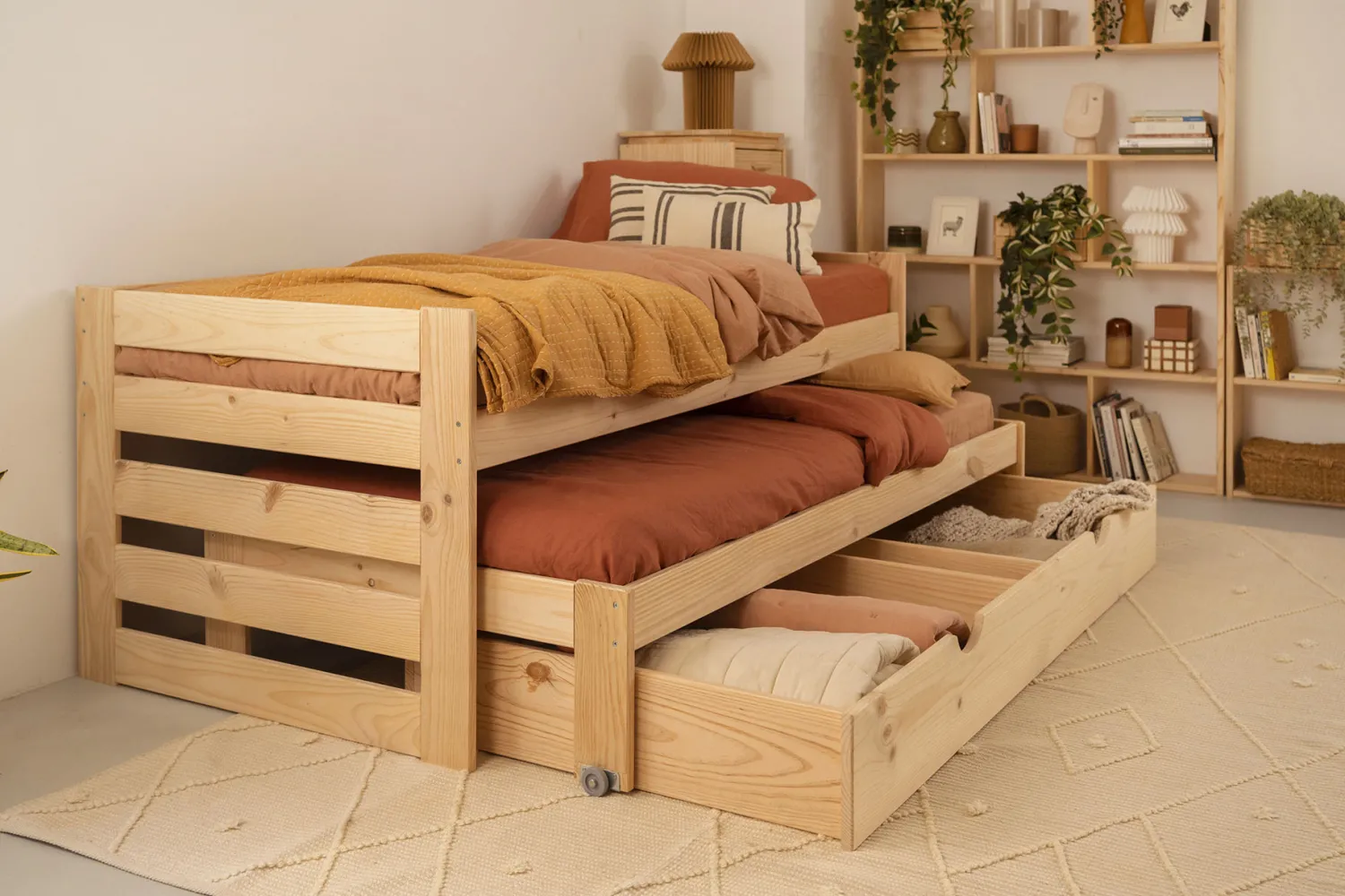 Muebles LUFE Camas Nido|Camas 80^LORE cama nido 80 compacta con 1 cajón