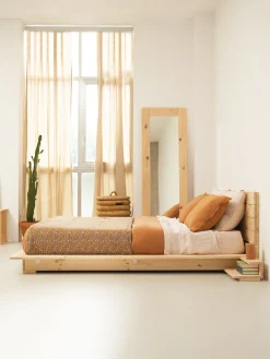 Muebles LUFE Camas De Suelo Y Tatamis|Camas 140^LUR cama tatami con mesitas y cabecero de pared 140