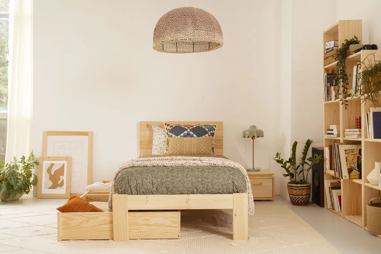 Muebles LUFE Camas Individuales Con Cajones|Camas 90^TESTA cama individual 90 con 1 cajón