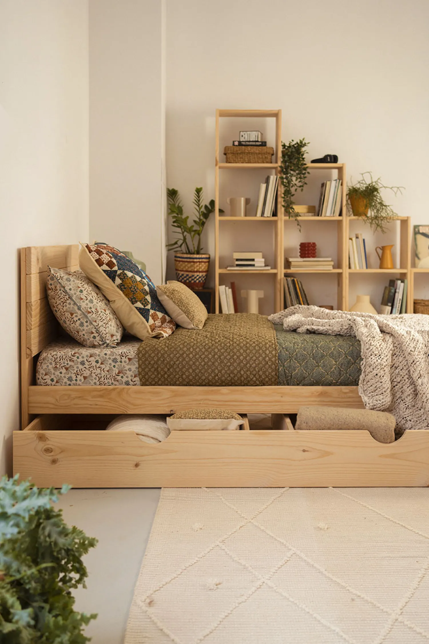 Muebles LUFE Camas Individuales Con Cajones|Camas 90^TESTA cama individual 90 con 1 cajón
