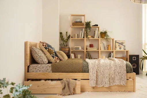 Muebles LUFE Camas Individuales Con Cajones|Camas 90^TESTA cama individual 90 con 2 cajones