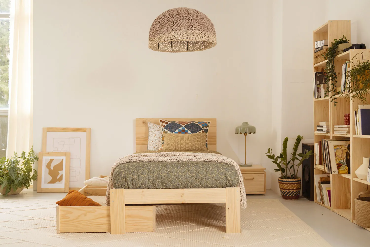 Muebles LUFE Camas Individuales Con Cajones|Camas 80^TESTA cama individual 80 con 1 cajón